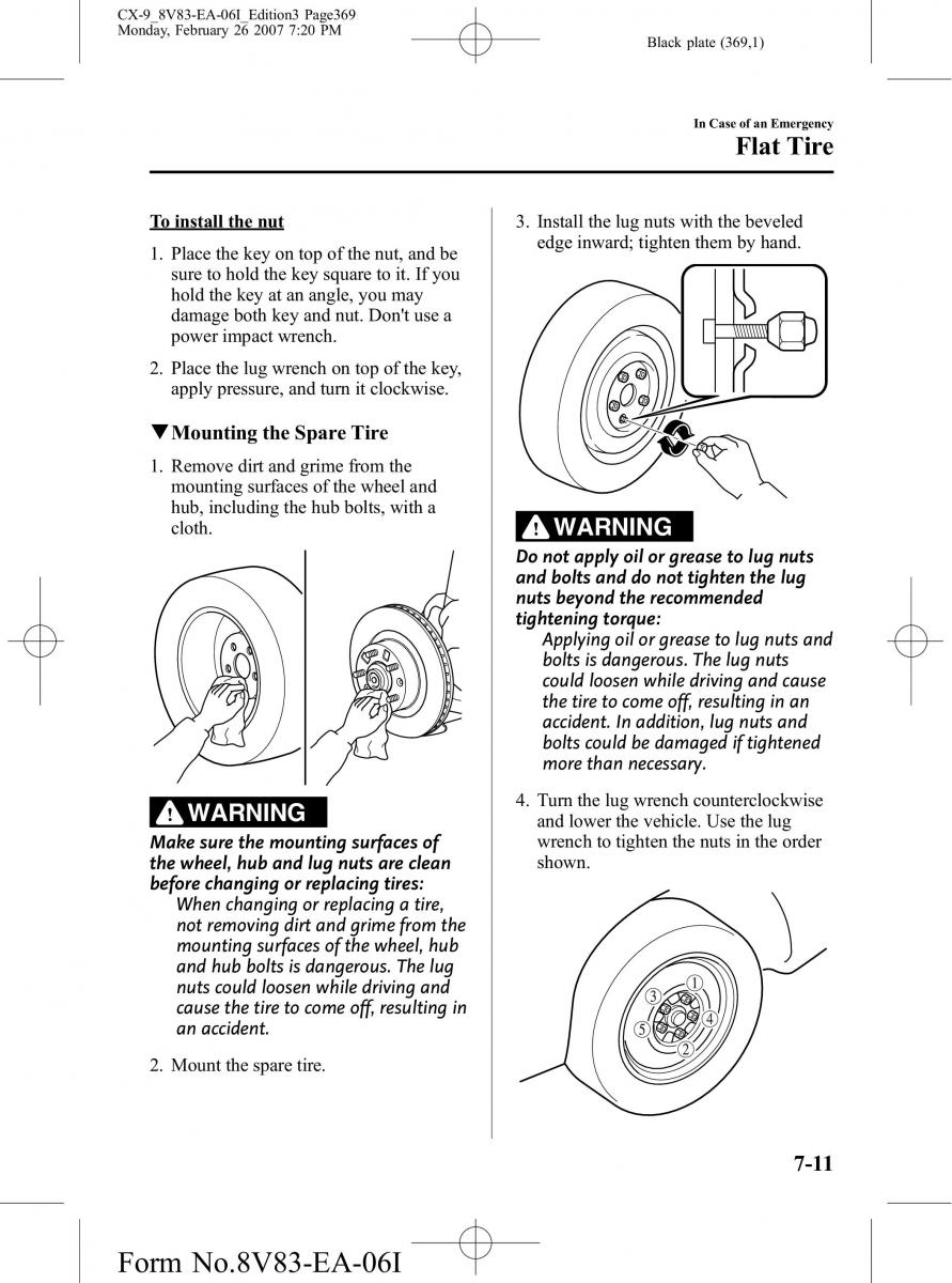 Mazda CX 9 owners manual / page 369