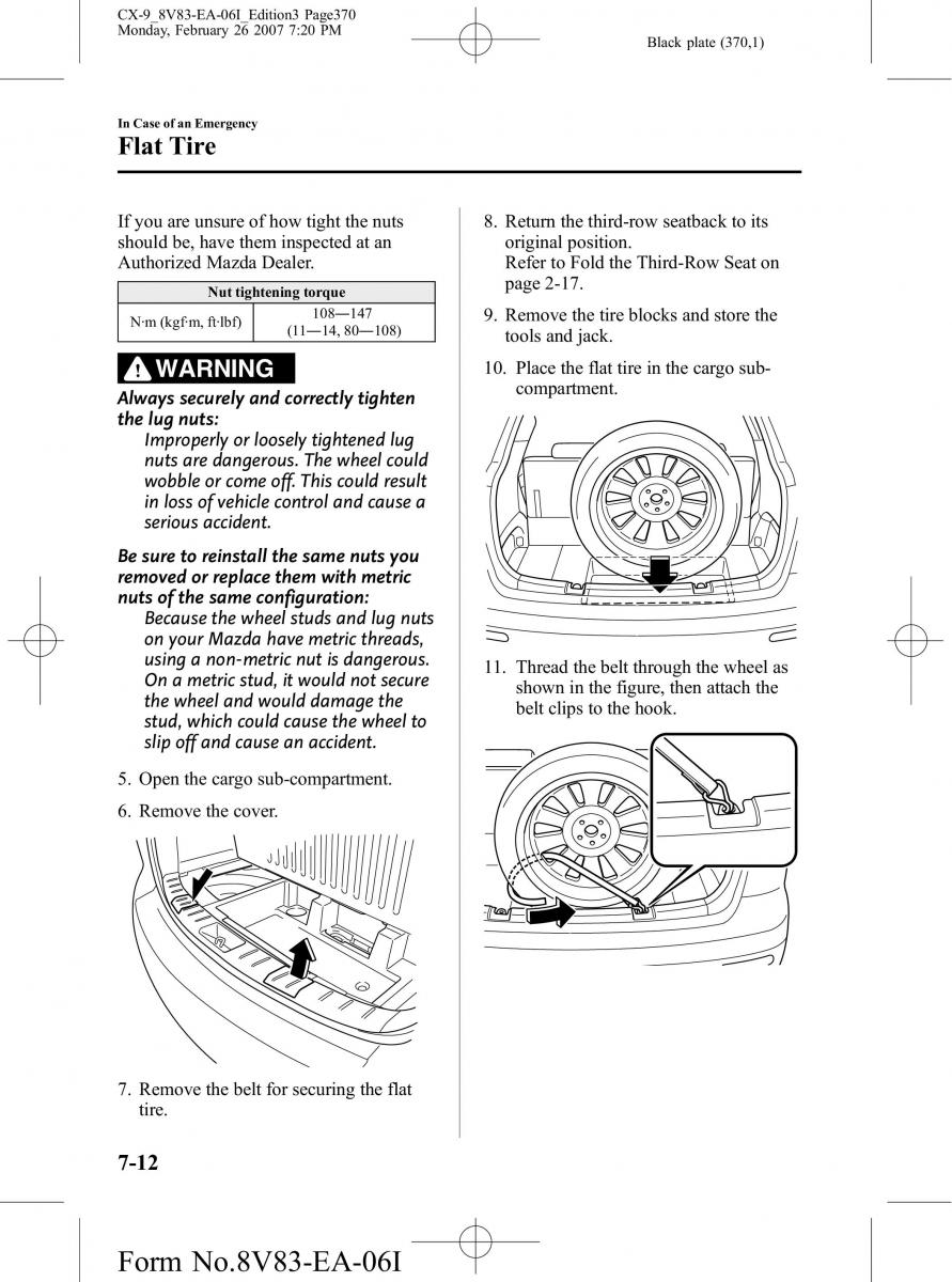 Mazda CX 9 owners manual / page 370