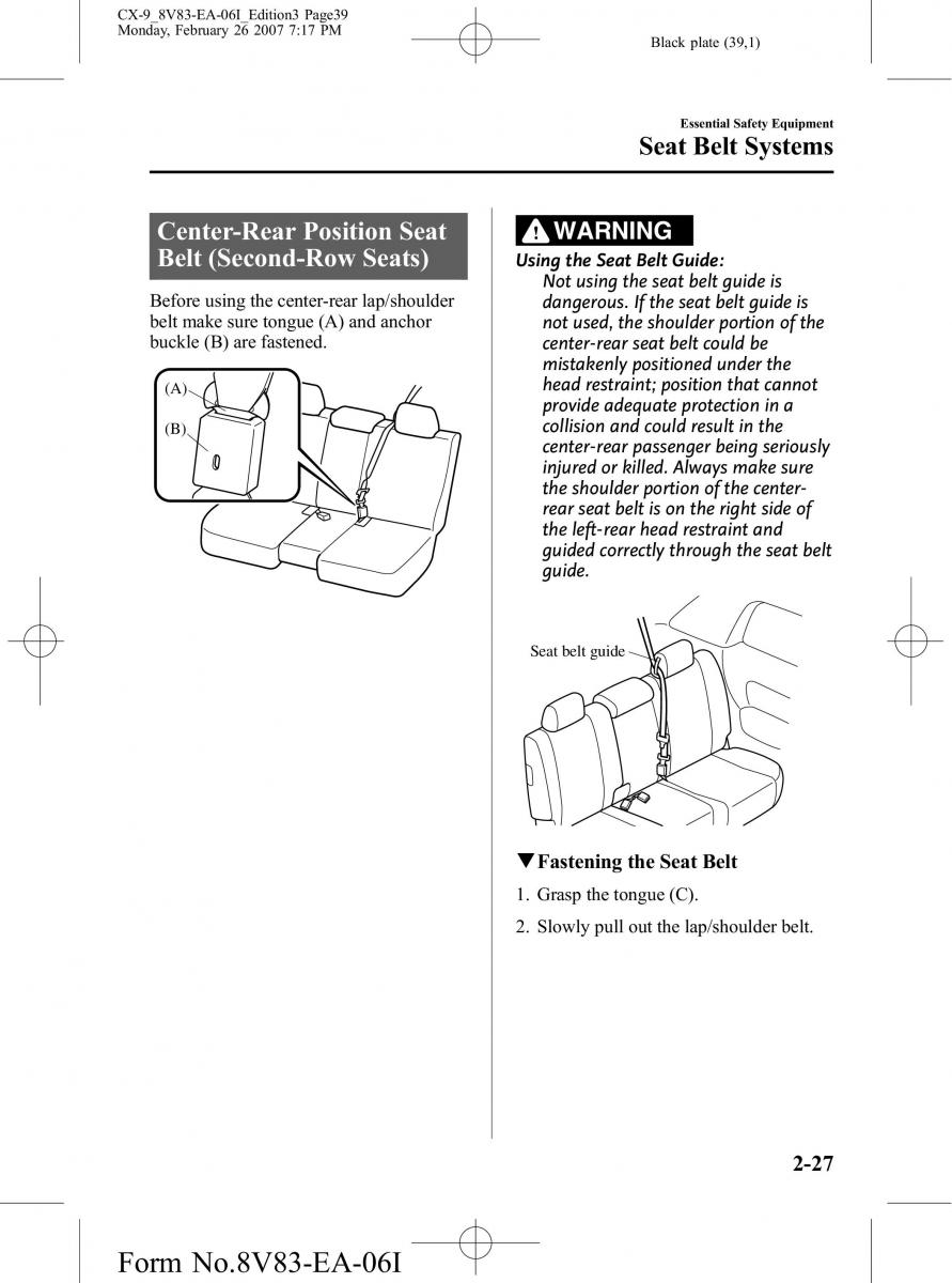 Mazda CX 9 owners manual / page 39