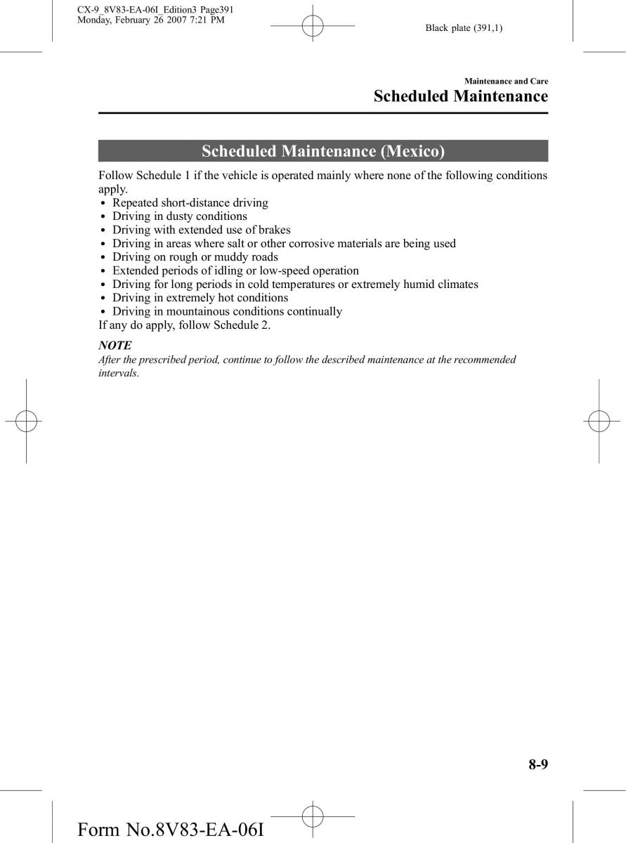 Mazda CX 9 owners manual / page 391