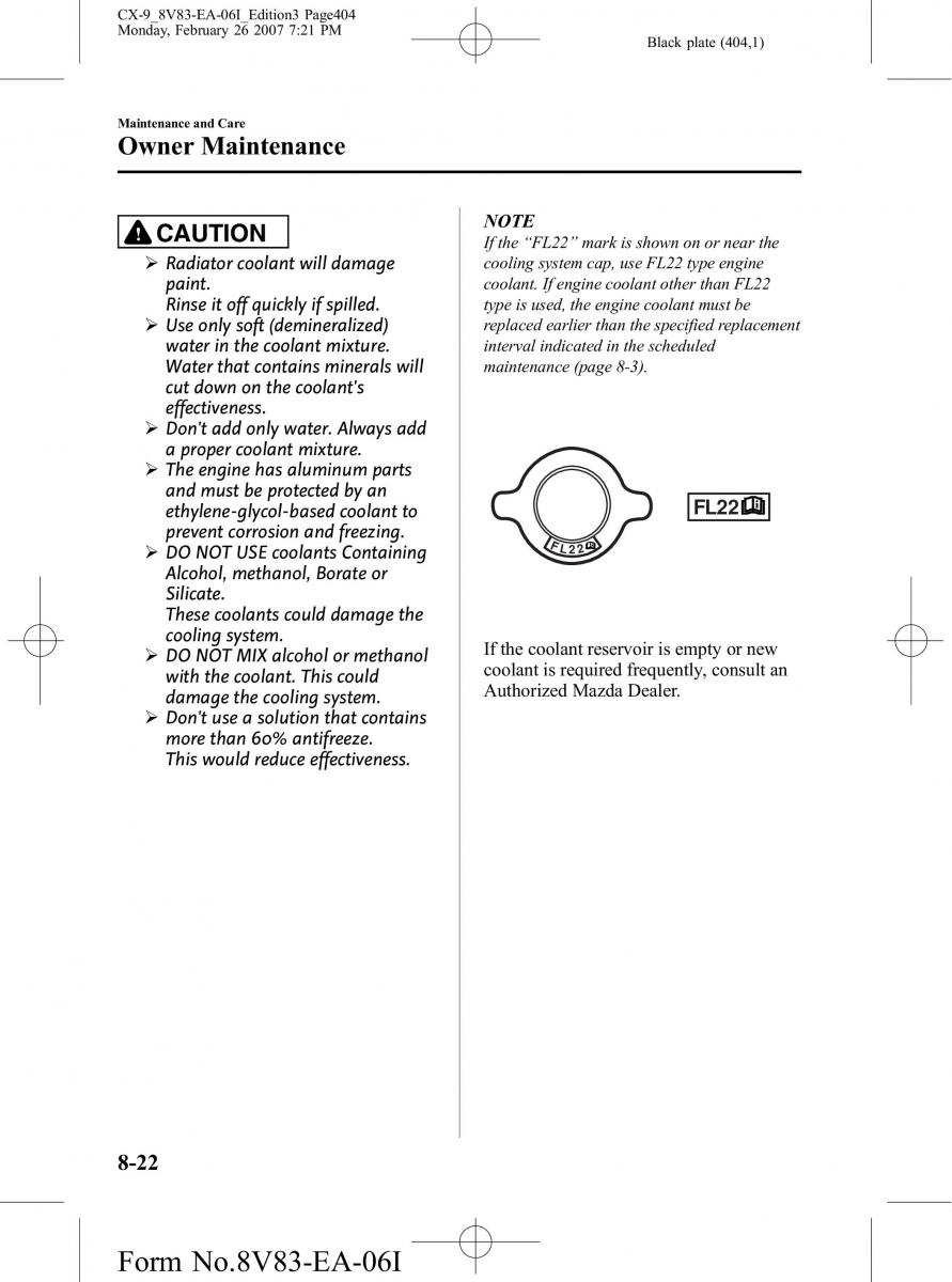 Mazda CX 9 owners manual / page 404