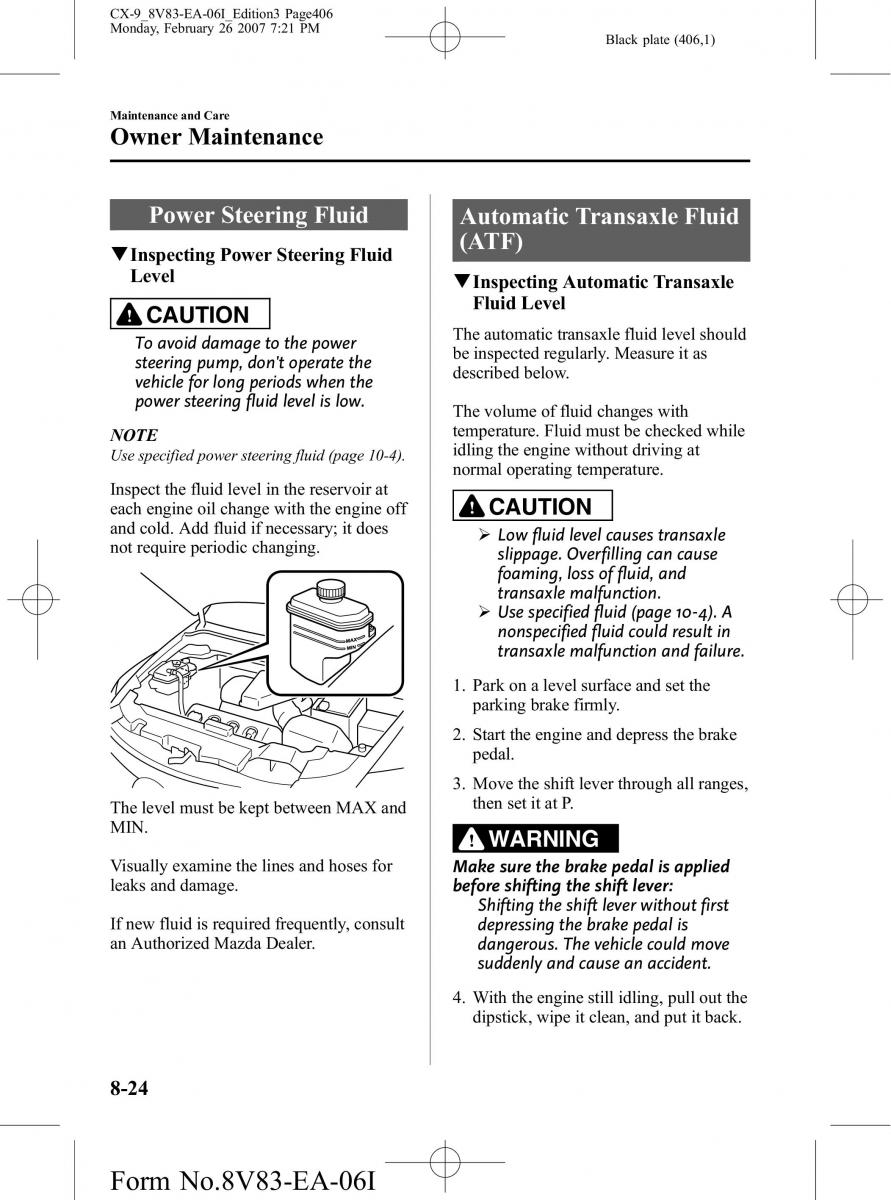 Mazda CX 9 owners manual / page 406