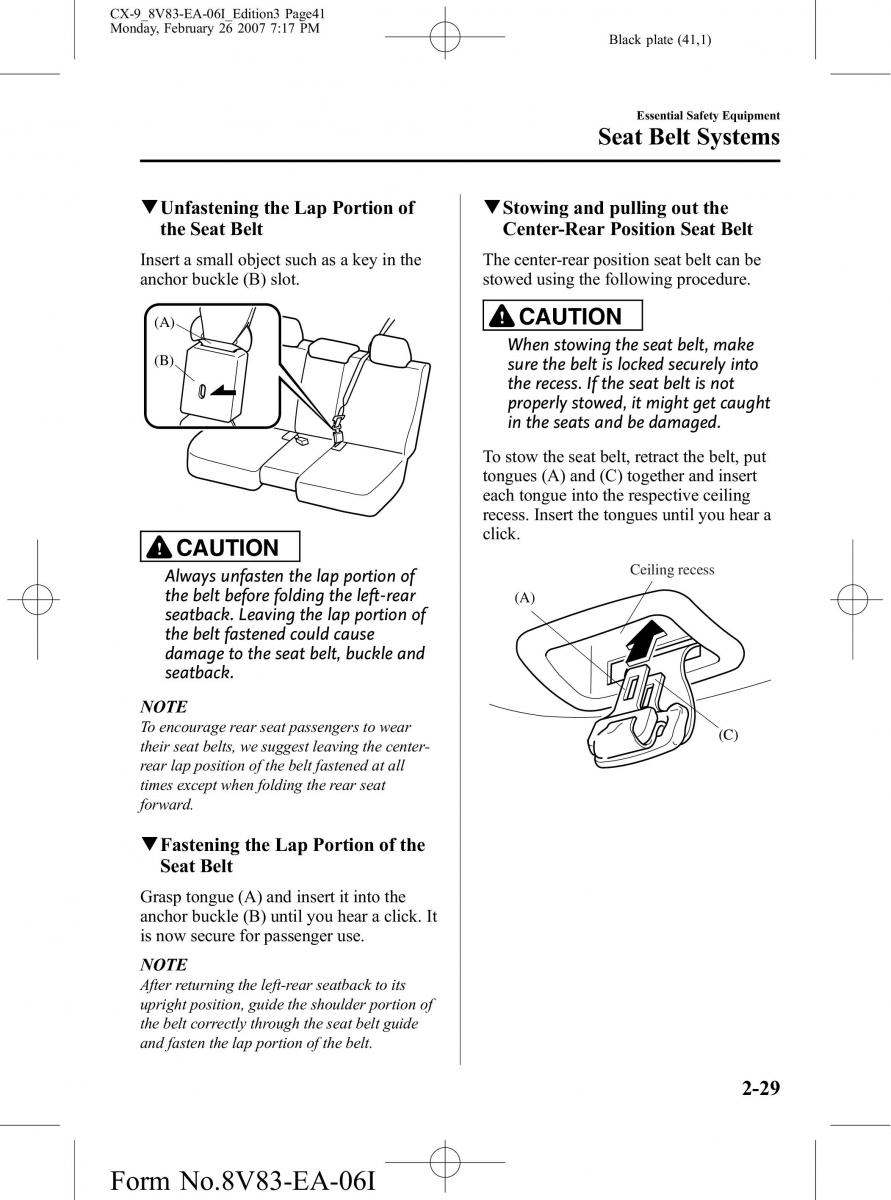 Mazda CX 9 owners manual / page 41