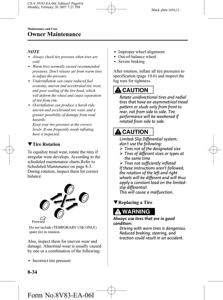 Mazda CX 9 owners manual / page 416