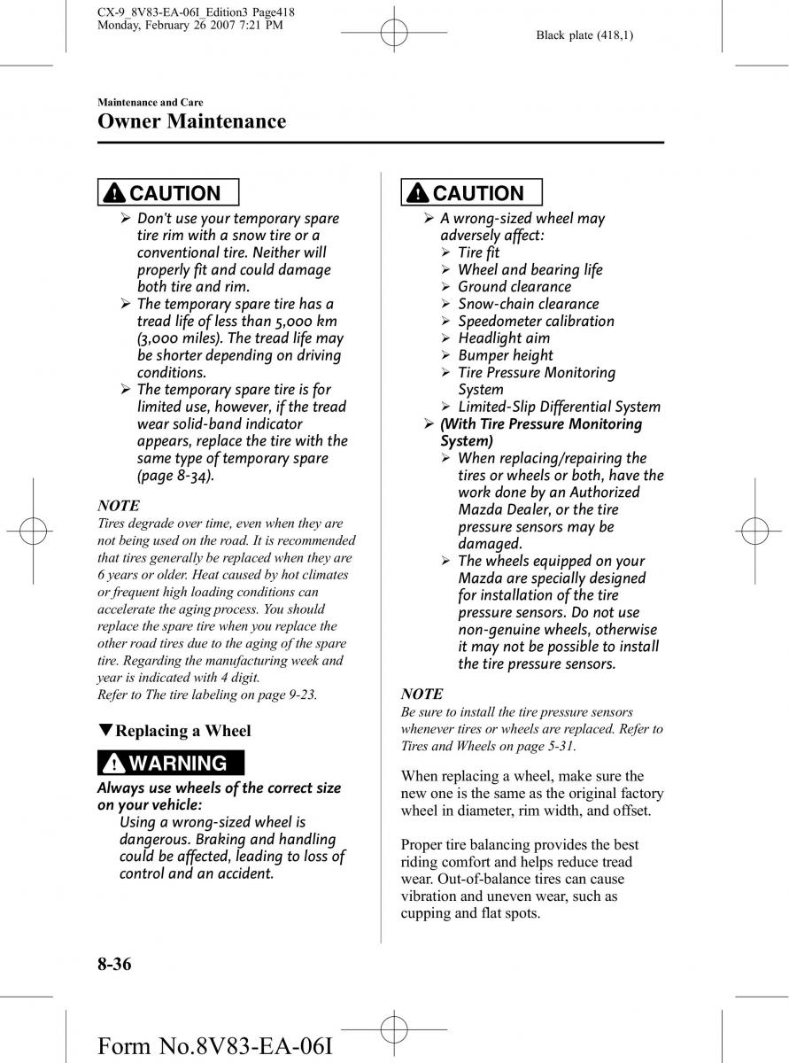 Mazda CX 9 owners manual / page 418