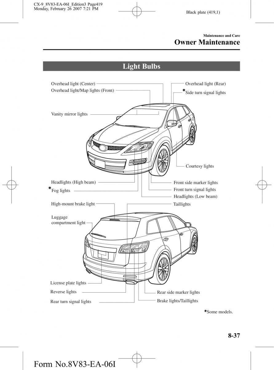 Mazda CX 9 owners manual / page 419