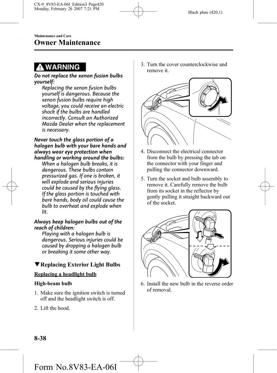 Mazda CX 9 owners manual / page 420