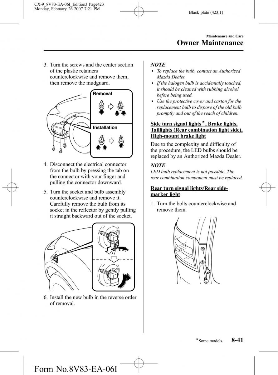 Mazda CX 9 owners manual / page 423