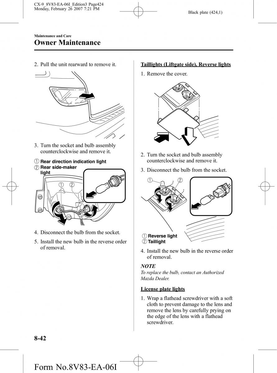 Mazda CX 9 owners manual / page 424