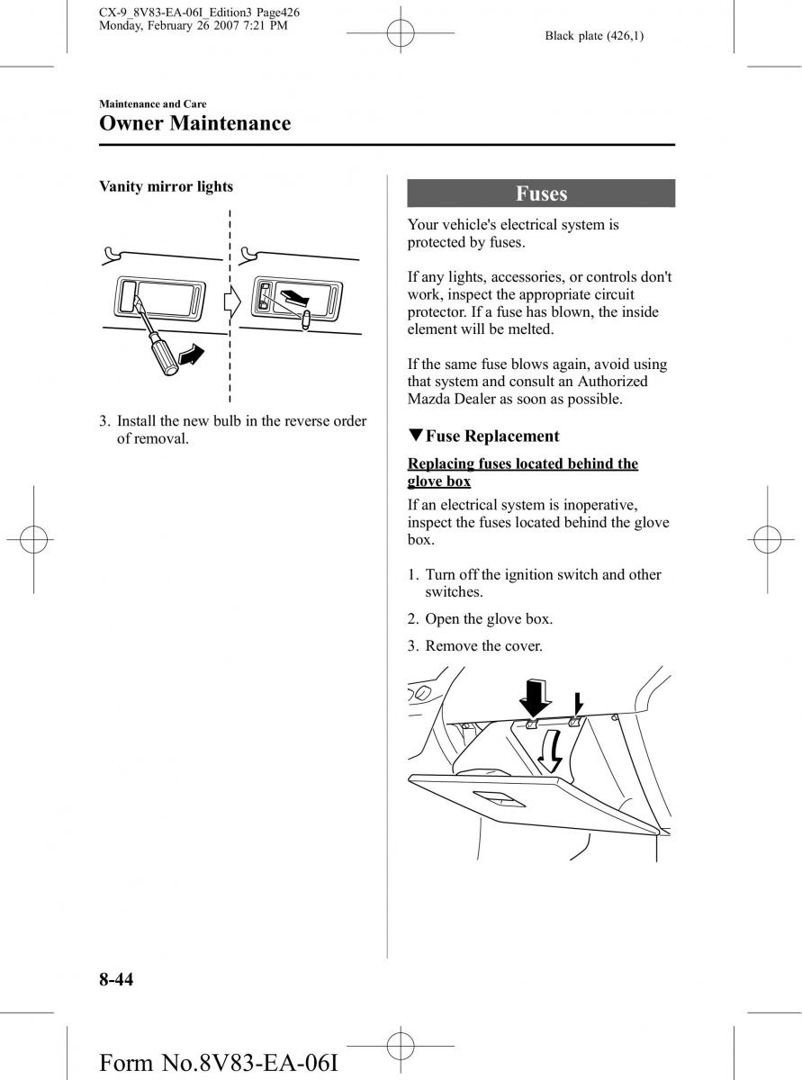 Mazda CX 9 owners manual / page 426