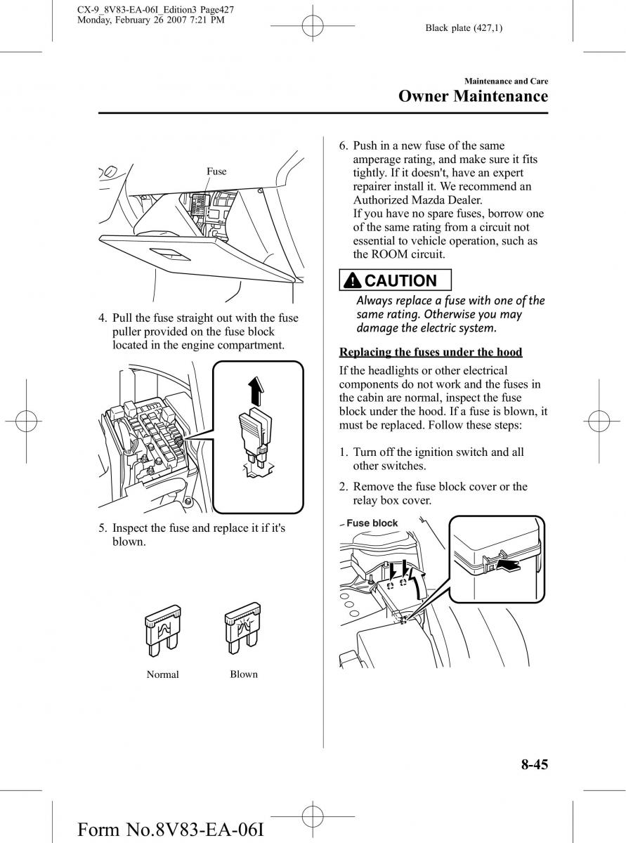 Mazda CX 9 owners manual / page 427