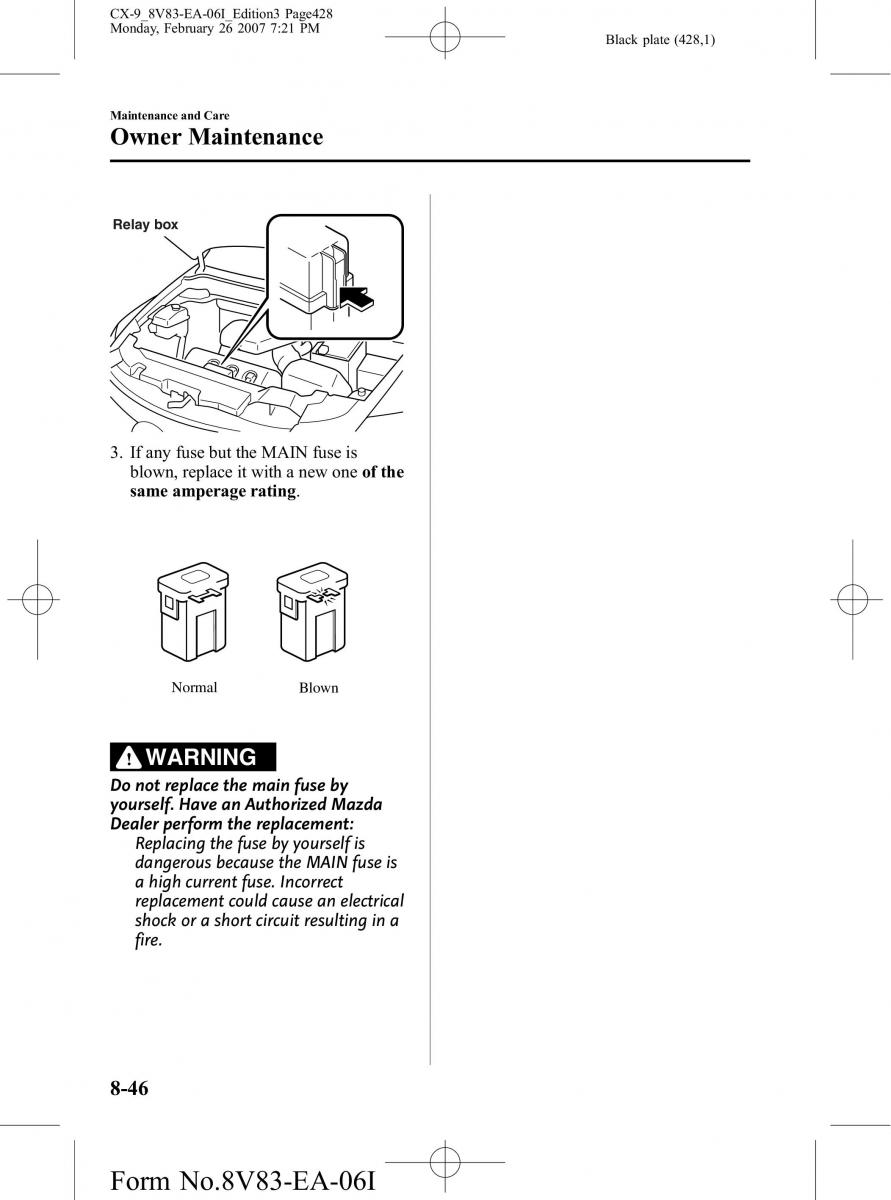 Mazda CX 9 owners manual / page 428