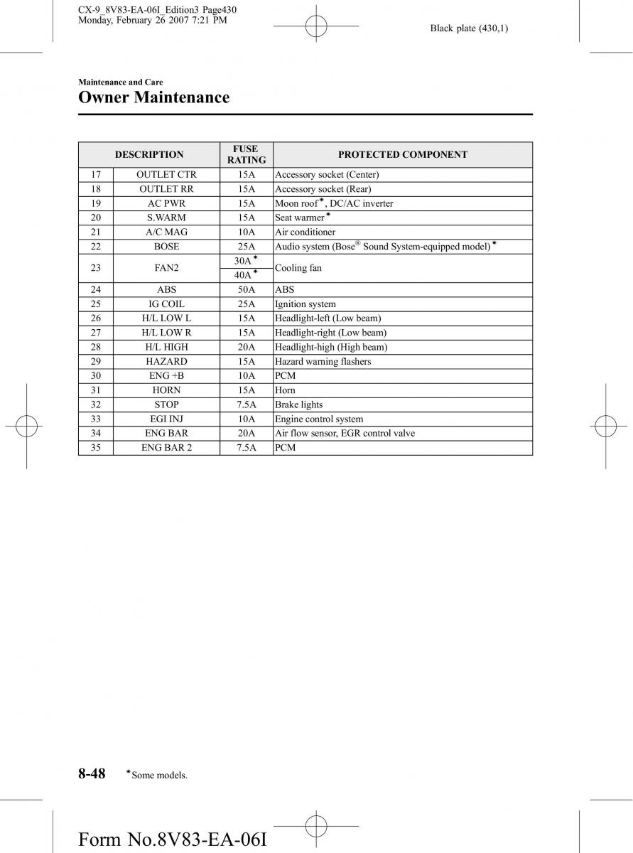 Mazda CX 9 owners manual / page 430