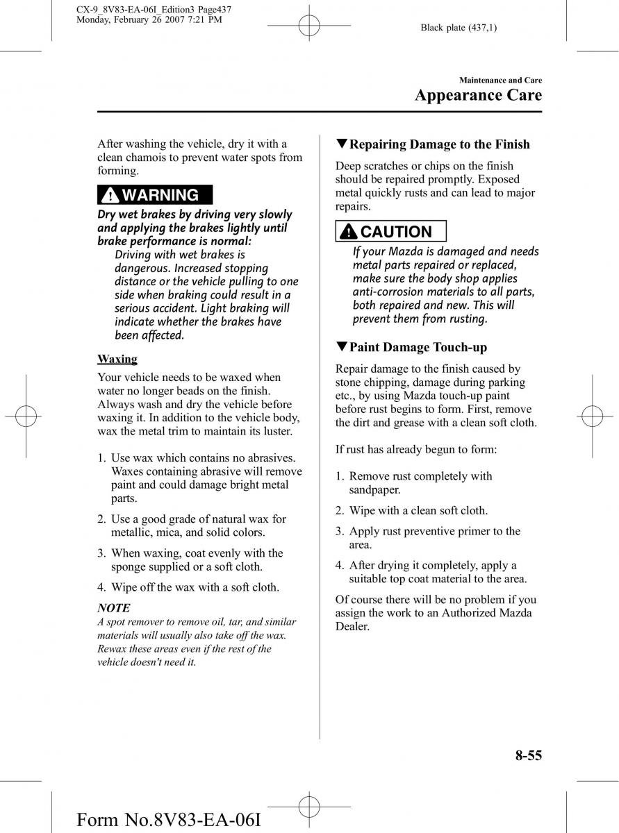 Mazda CX 9 owners manual / page 437