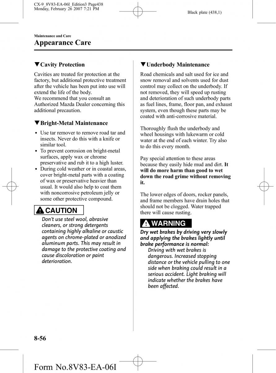 Mazda CX 9 owners manual / page 438