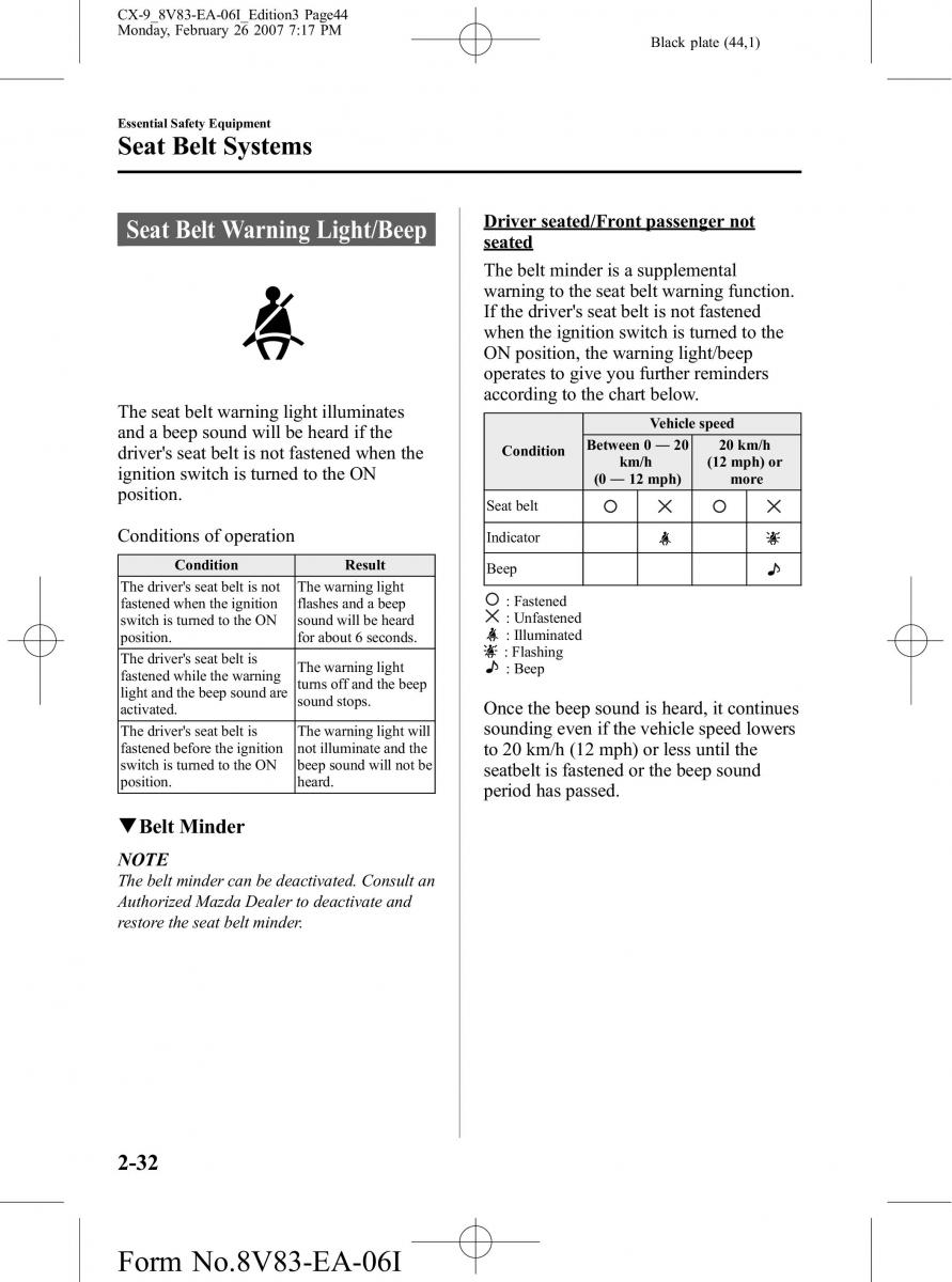 Mazda CX 9 owners manual / page 44