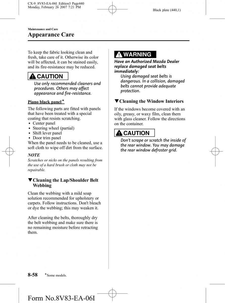 Mazda CX 9 owners manual / page 440