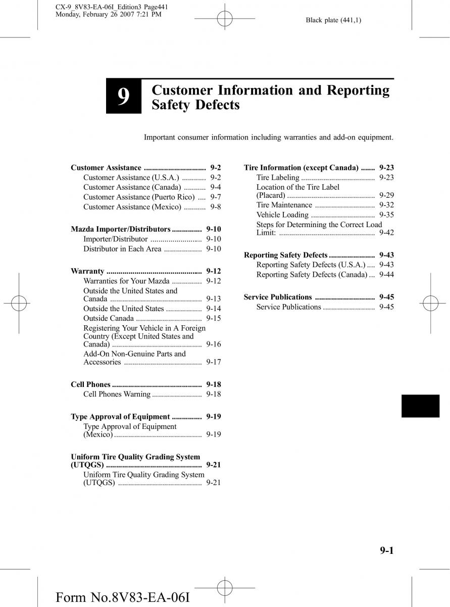 Mazda CX 9 owners manual / page 441