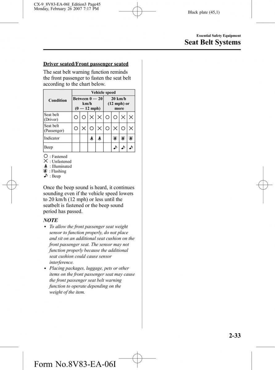 Mazda CX 9 owners manual / page 45