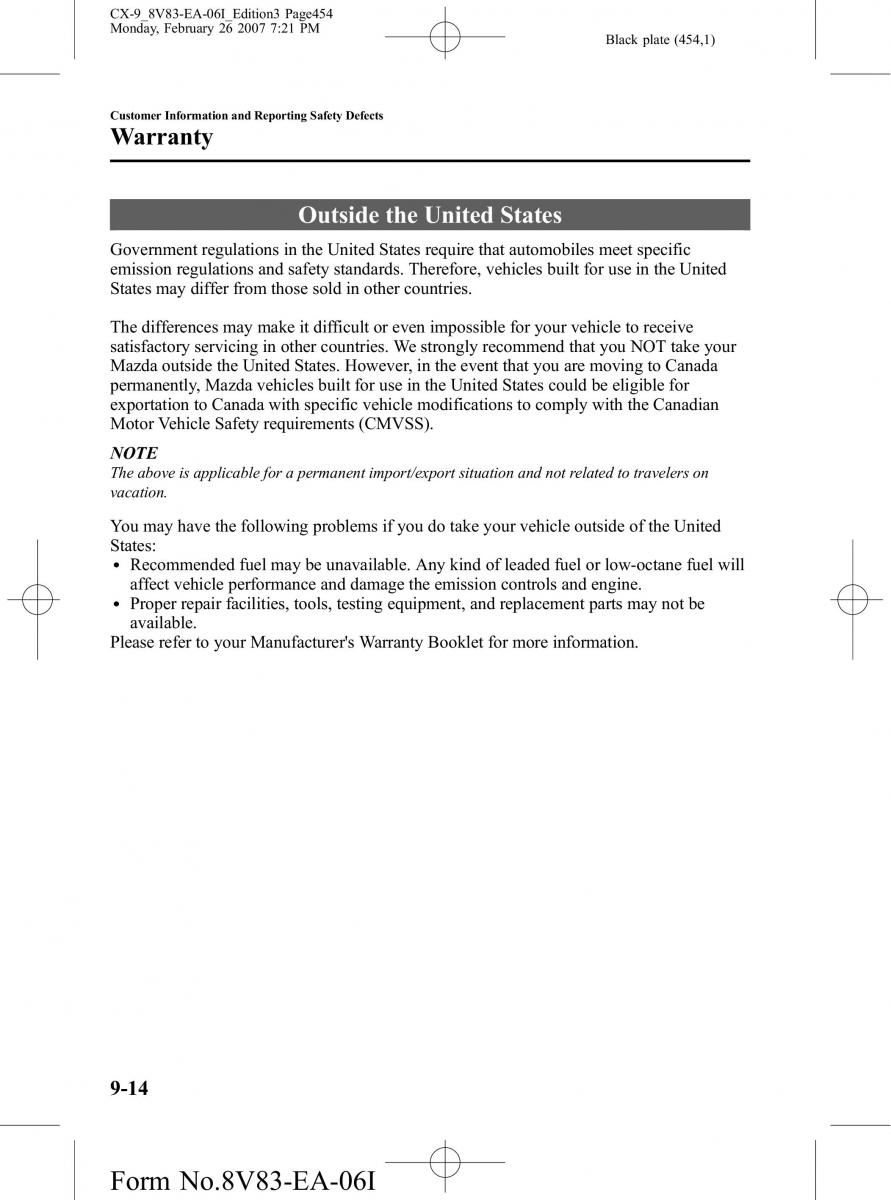 Mazda CX 9 owners manual / page 454