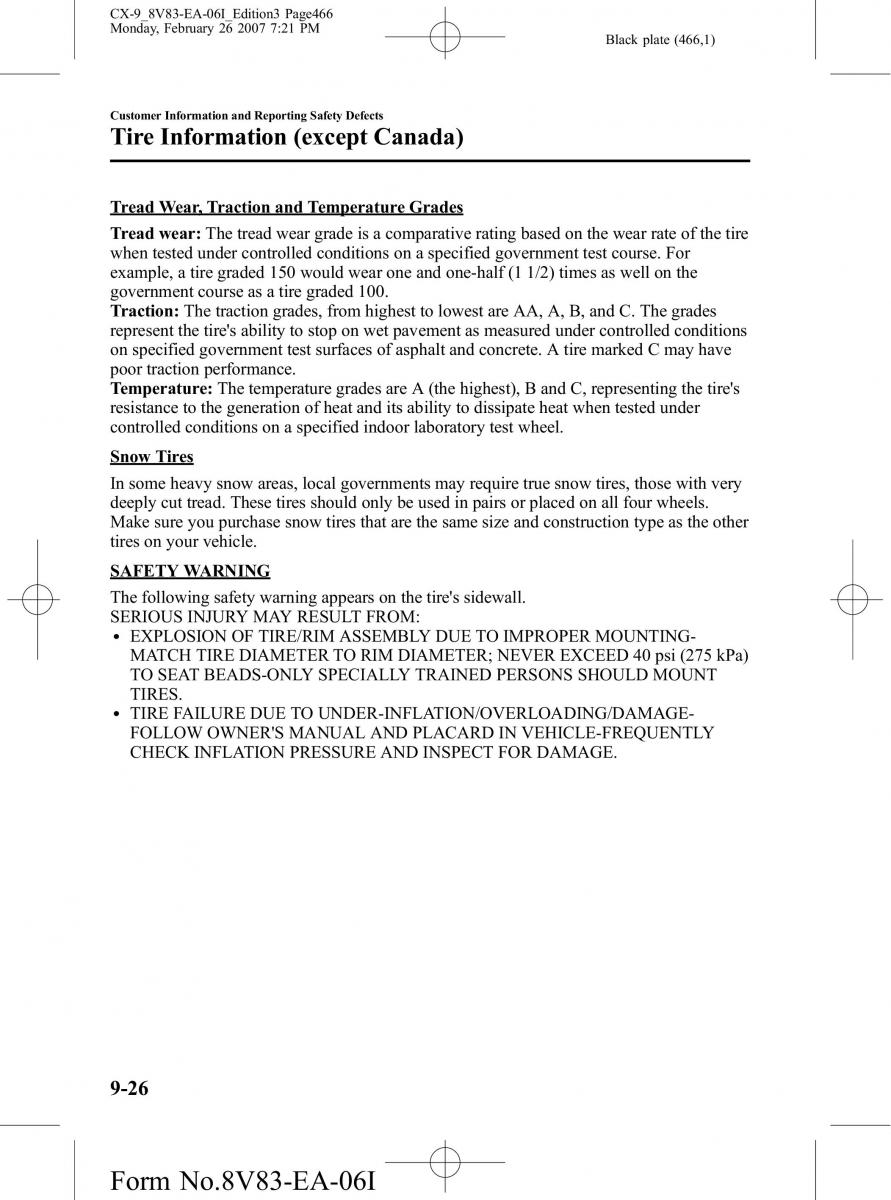 Mazda CX 9 owners manual / page 466