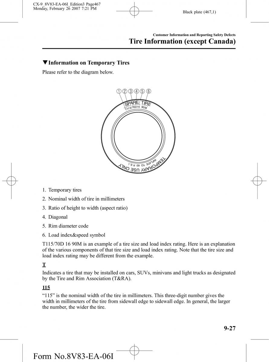 Mazda CX 9 owners manual / page 467