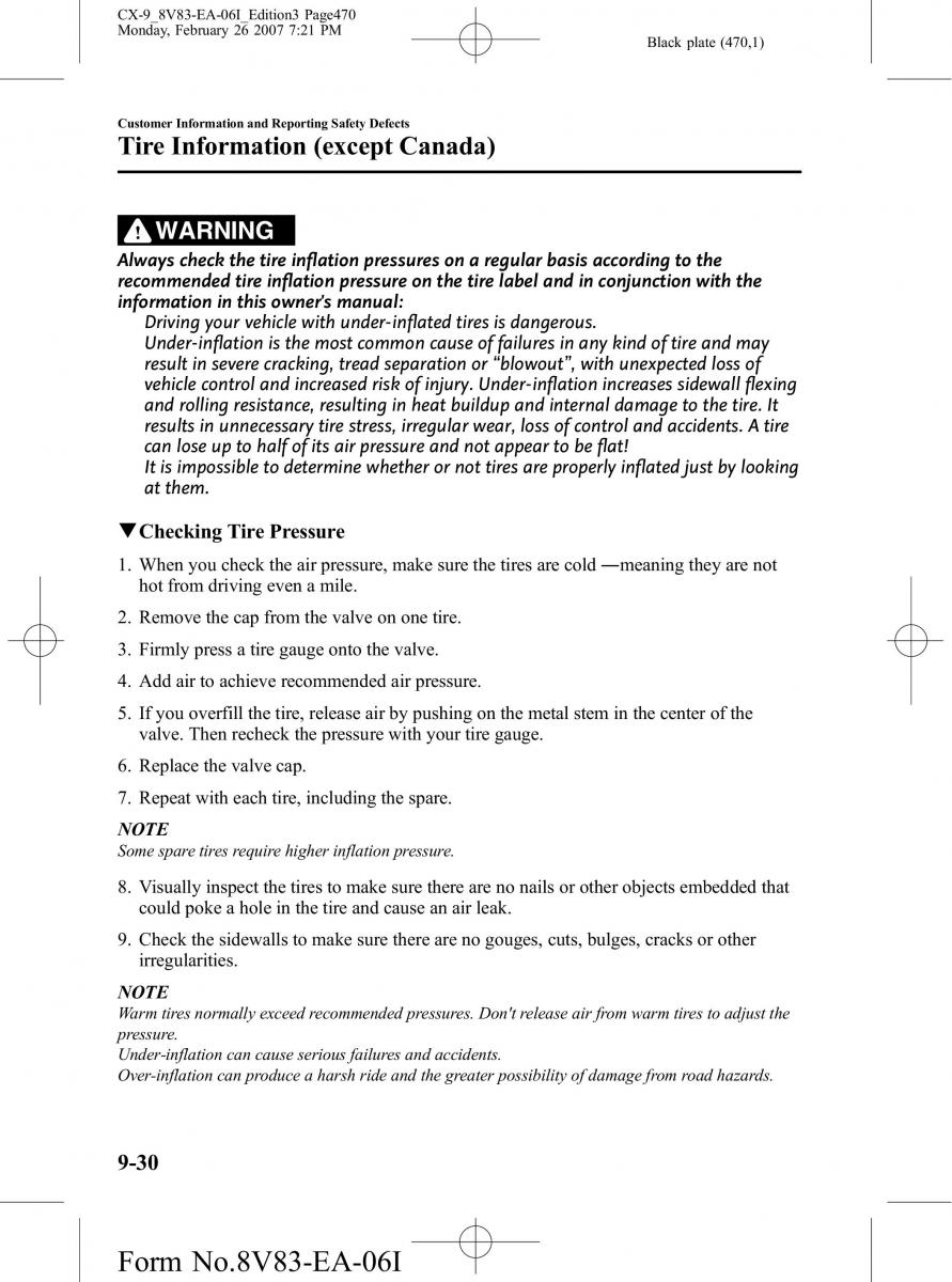 Mazda CX 9 owners manual / page 470