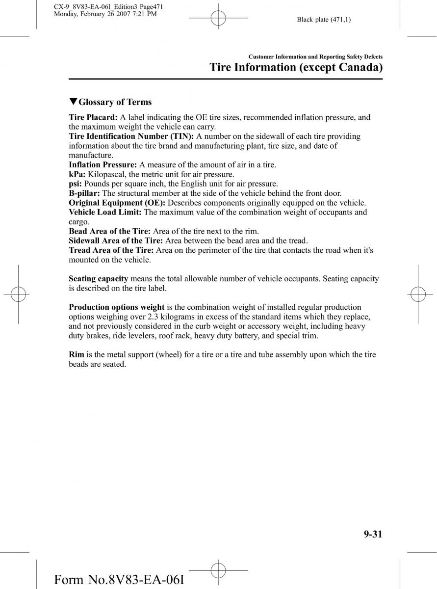 Mazda CX 9 owners manual / page 471