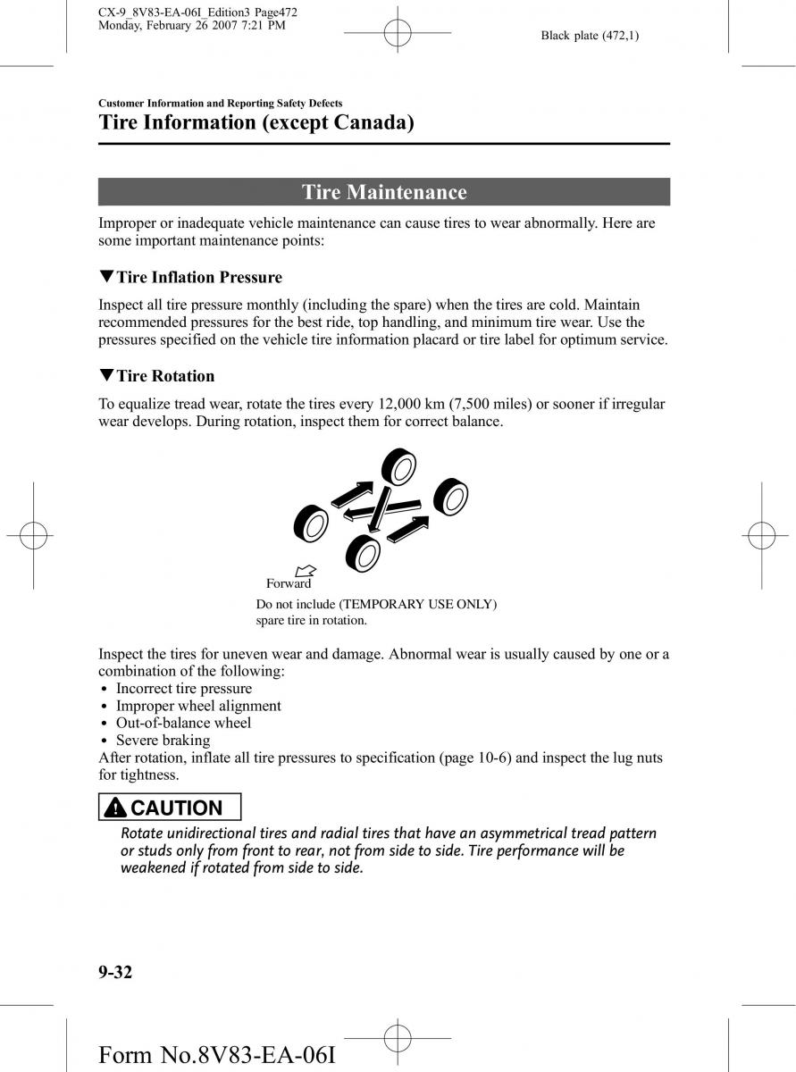 Mazda CX 9 owners manual / page 472