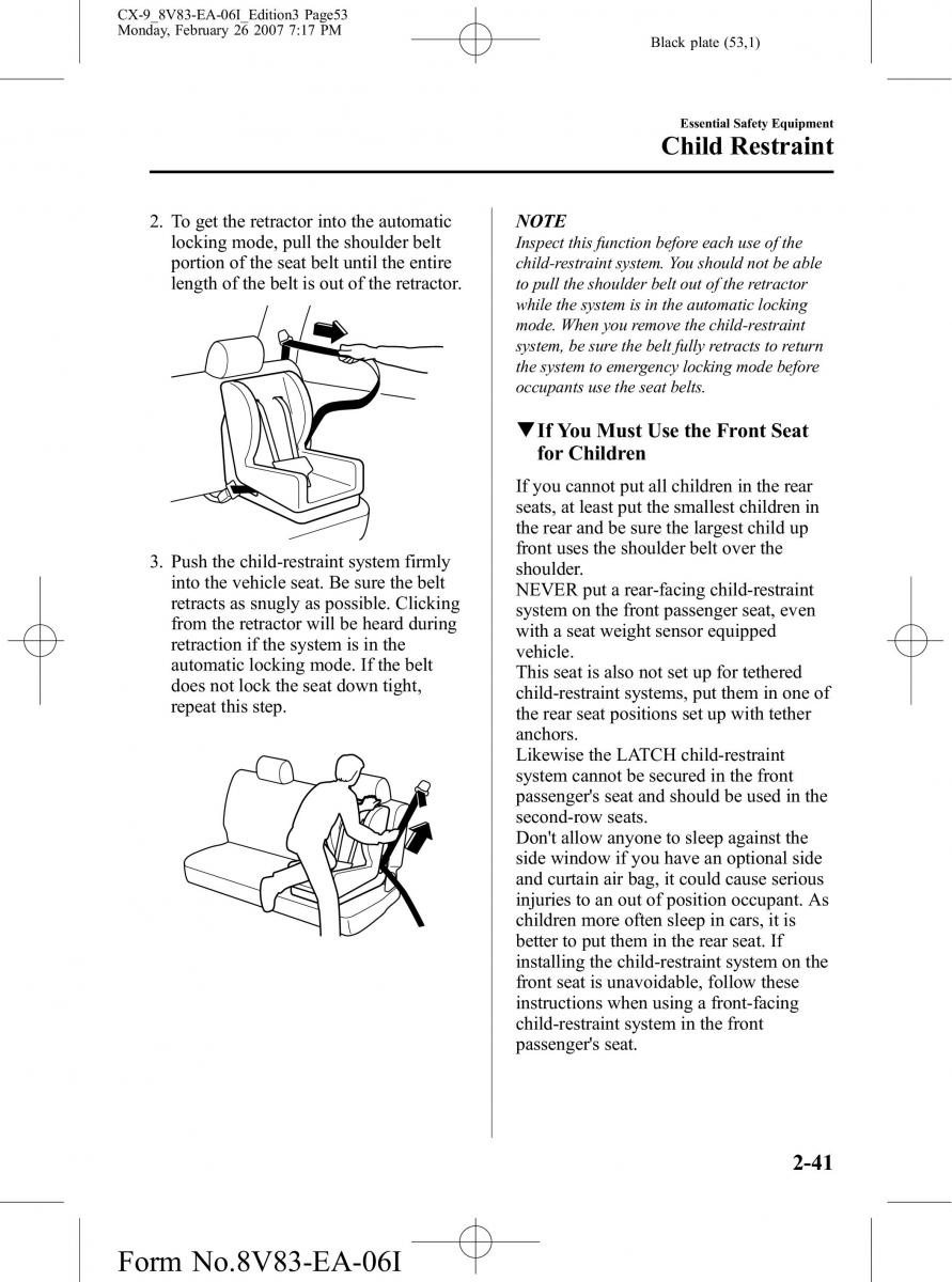 Mazda CX 9 owners manual / page 53