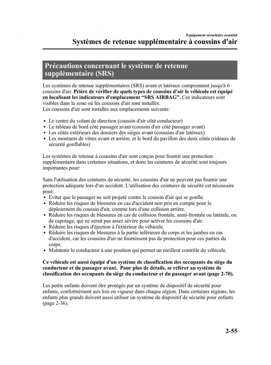 Mazda CX 9 owners manual manuel du proprietaire / page 67