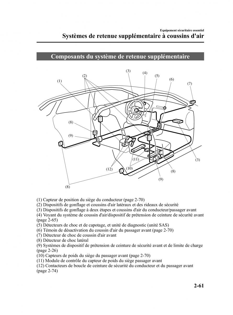 Mazda CX 9 owners manual manuel du proprietaire / page 73