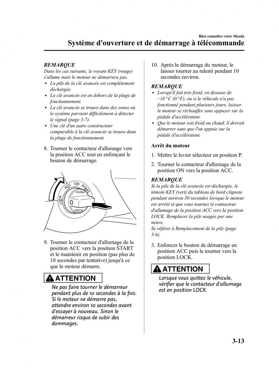 Mazda CX 9 owners manual manuel du proprietaire / page 101