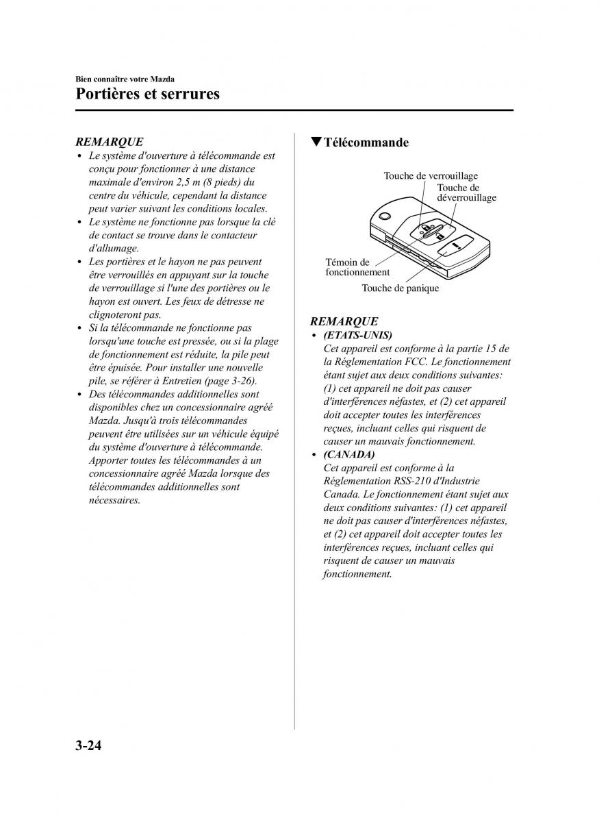 Mazda CX 9 owners manual manuel du proprietaire / page 112