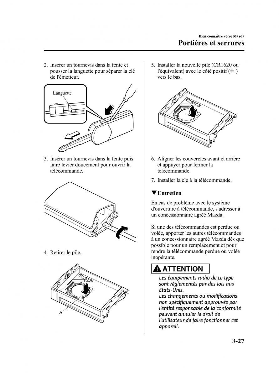 Mazda CX 9 owners manual manuel du proprietaire / page 115