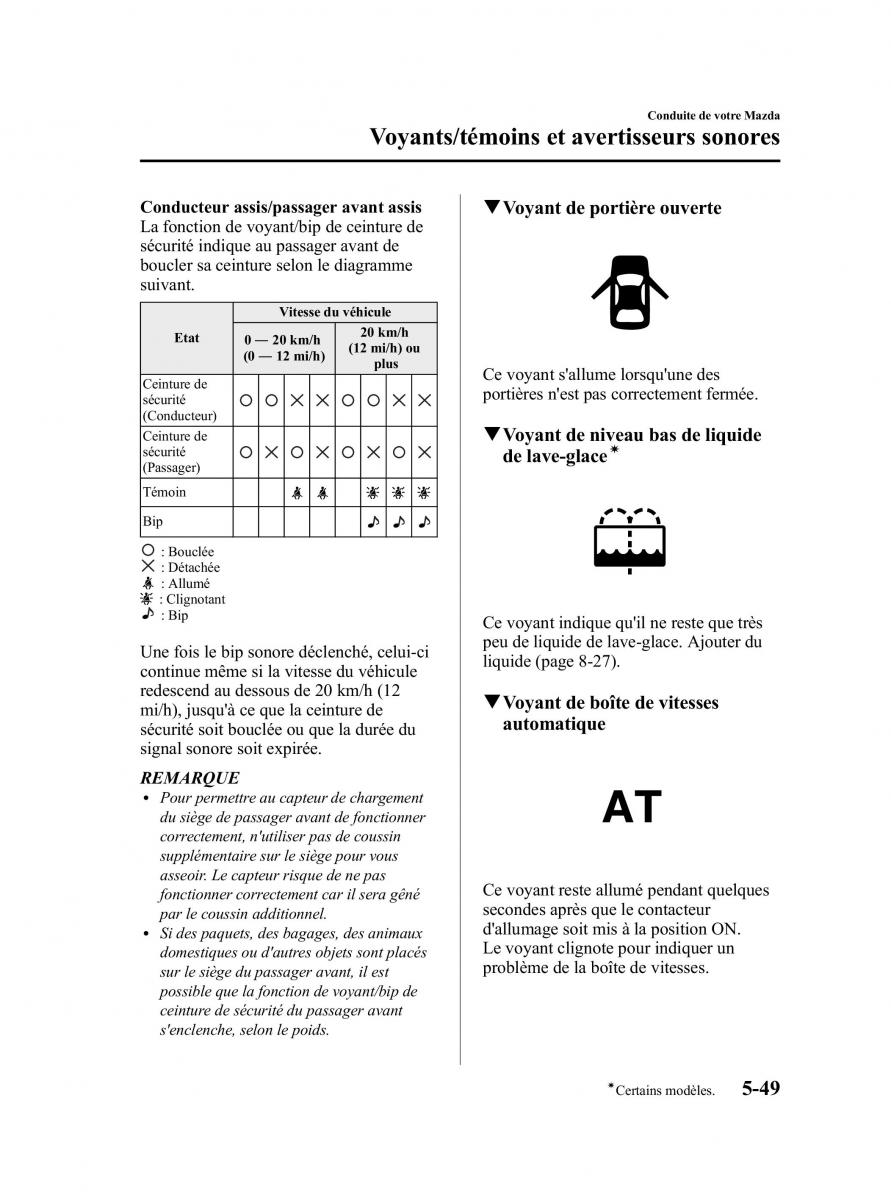 Mazda CX 9 owners manual manuel du proprietaire / page 225