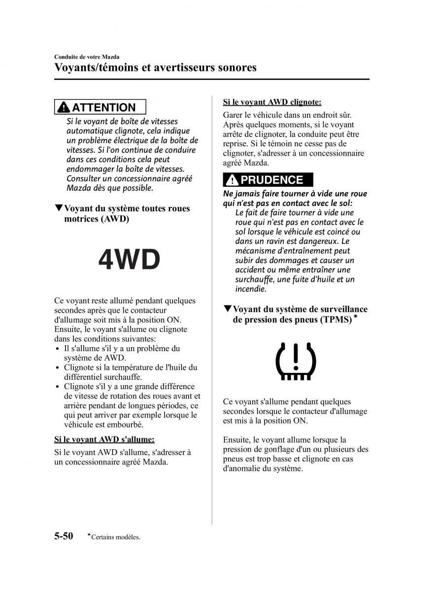 Mazda CX 9 owners manual manuel du proprietaire / page 226