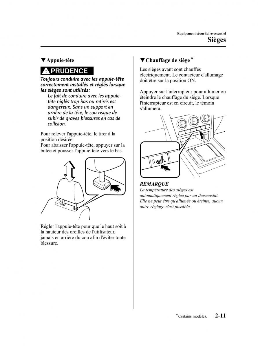 Mazda CX 9 owners manual manuel du proprietaire / page 23