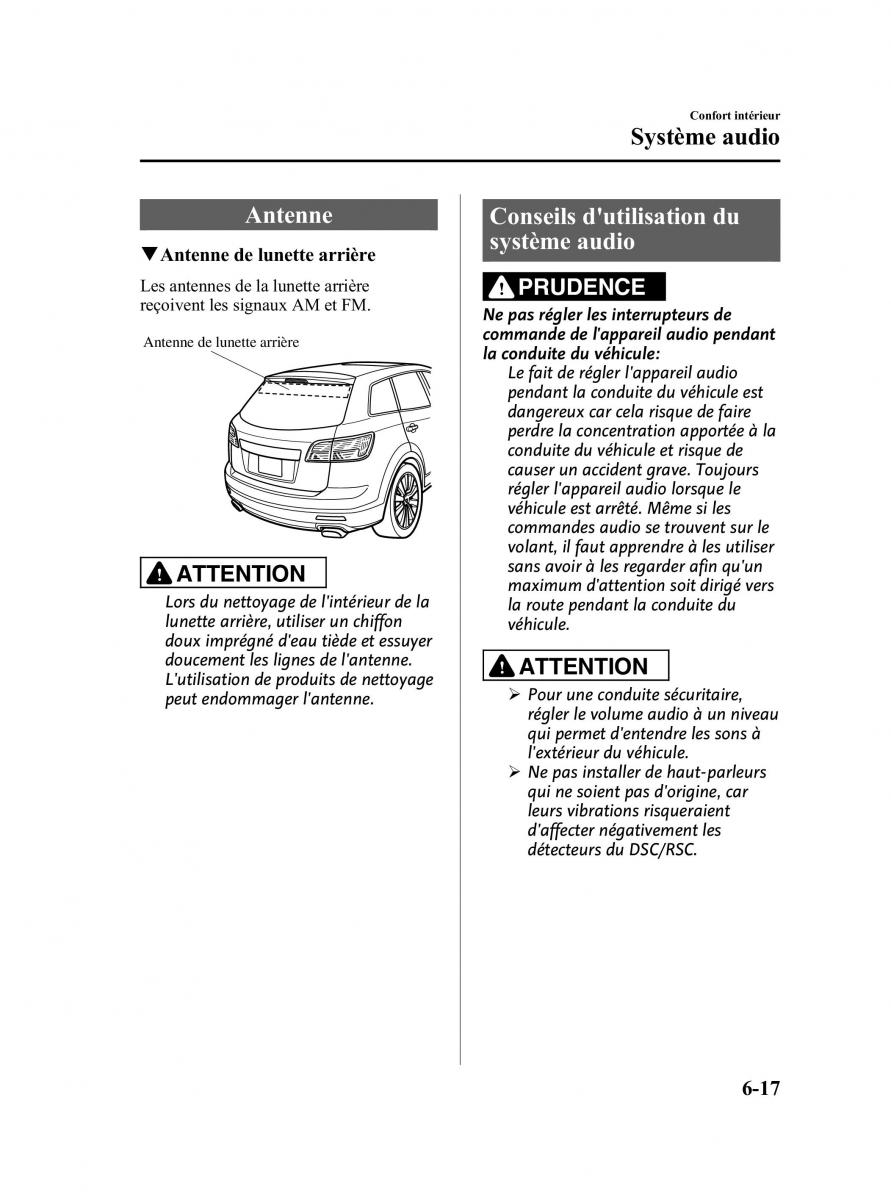 Mazda CX 9 owners manual manuel du proprietaire / page 263