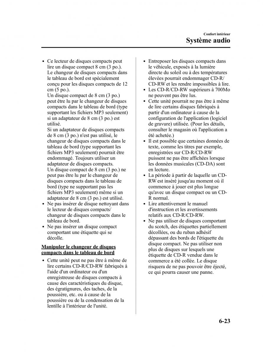 Mazda CX 9 owners manual manuel du proprietaire / page 269