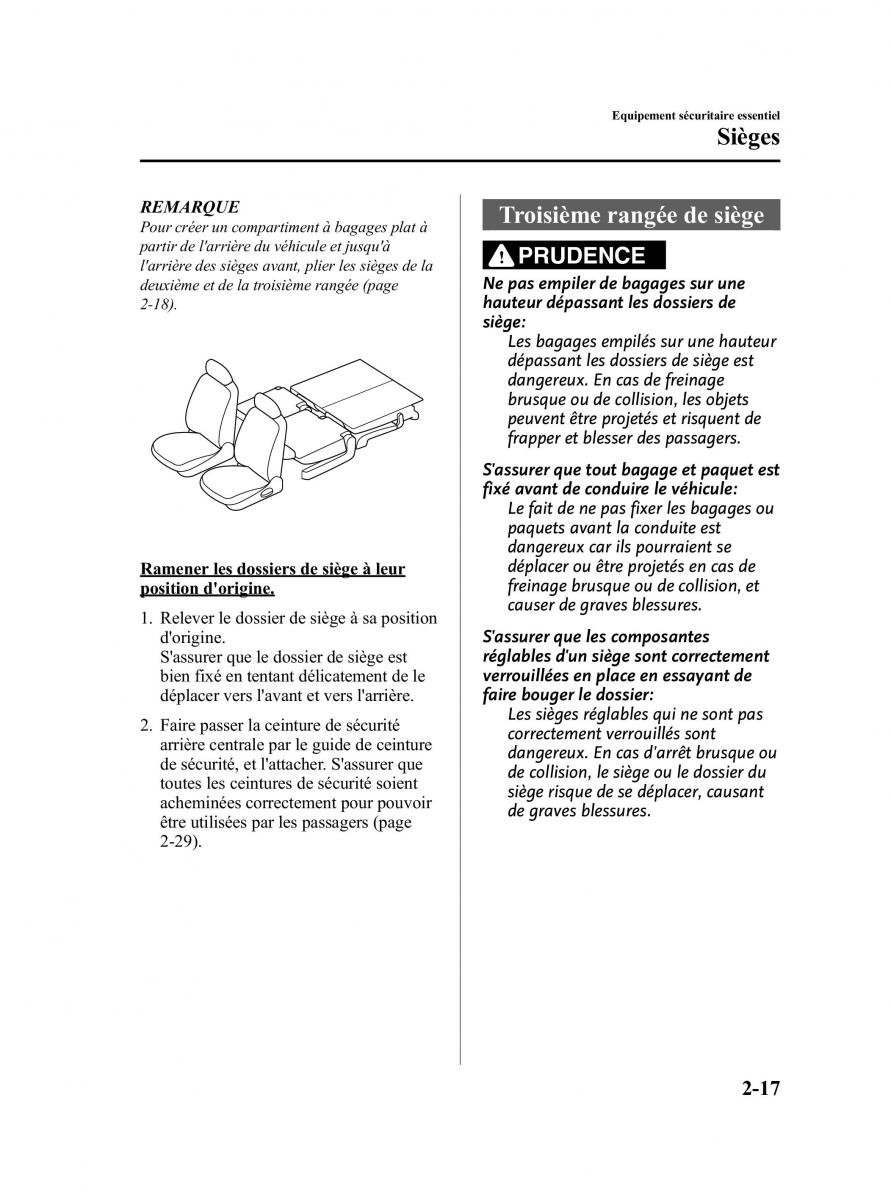 Mazda CX 9 owners manual manuel du proprietaire / page 29