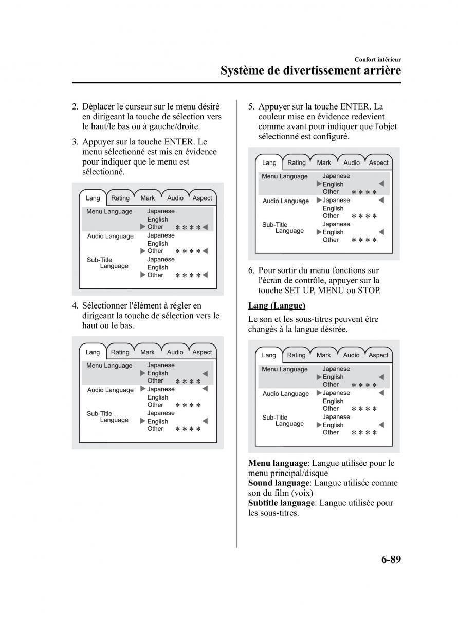 Mazda CX 9 owners manual manuel du proprietaire / page 335