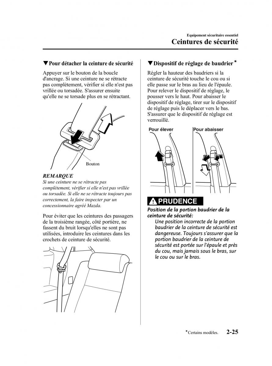 Mazda CX 9 owners manual manuel du proprietaire / page 37