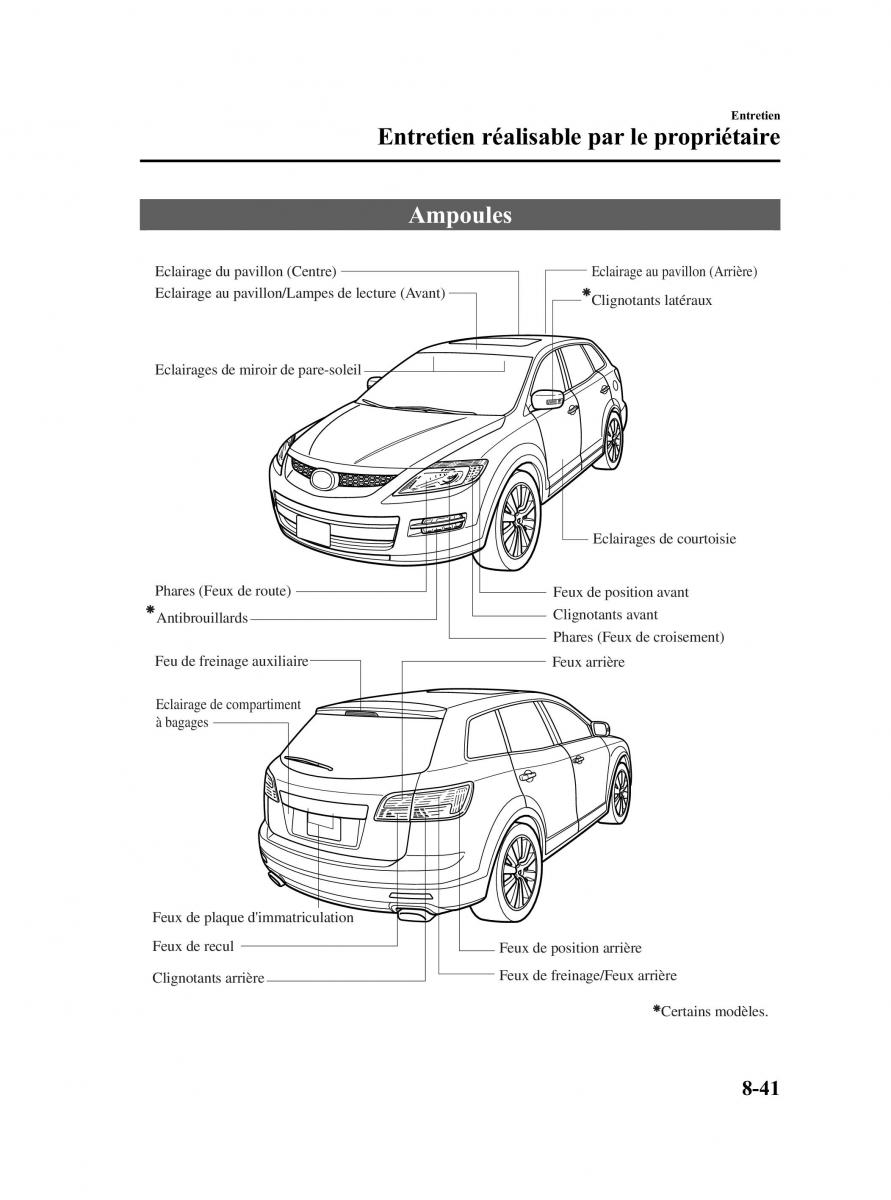 Mazda CX 9 owners manual manuel du proprietaire / page 453