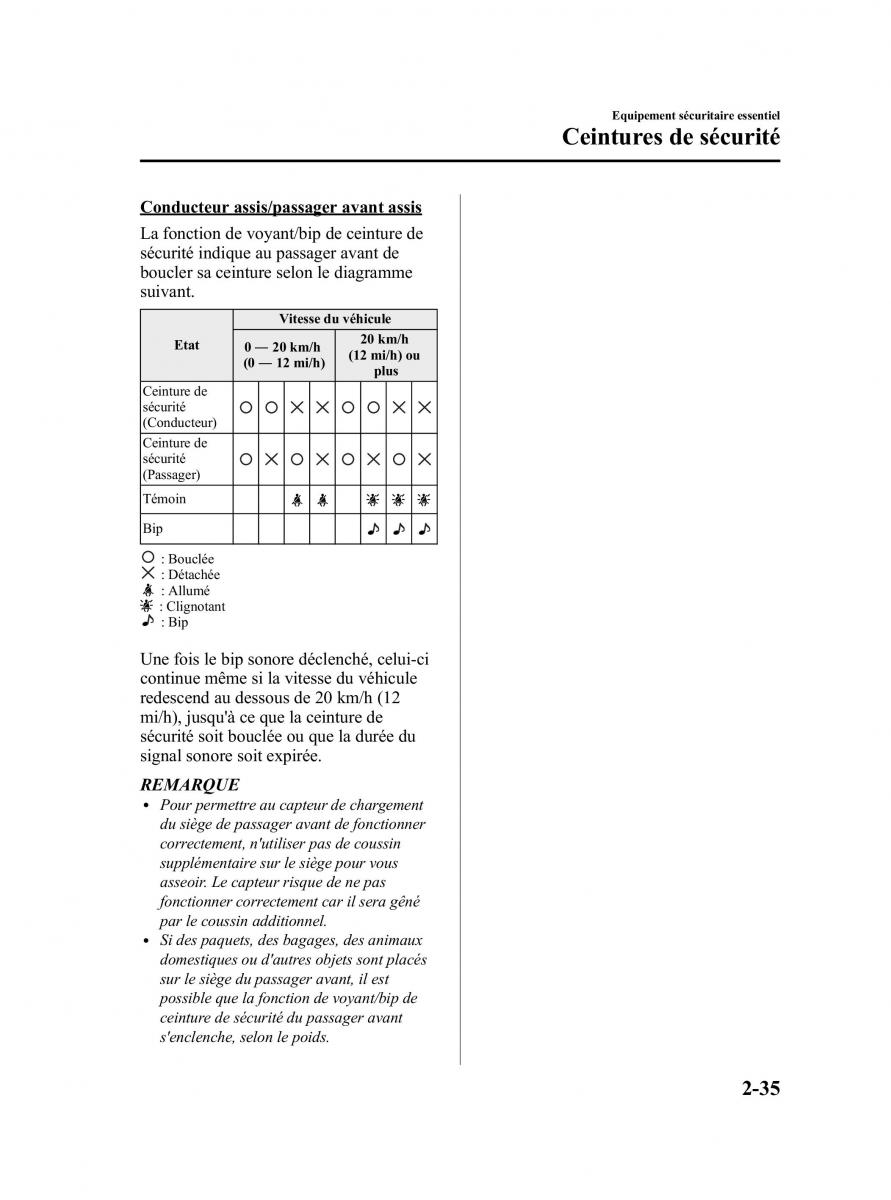 Mazda CX 9 owners manual manuel du proprietaire / page 47