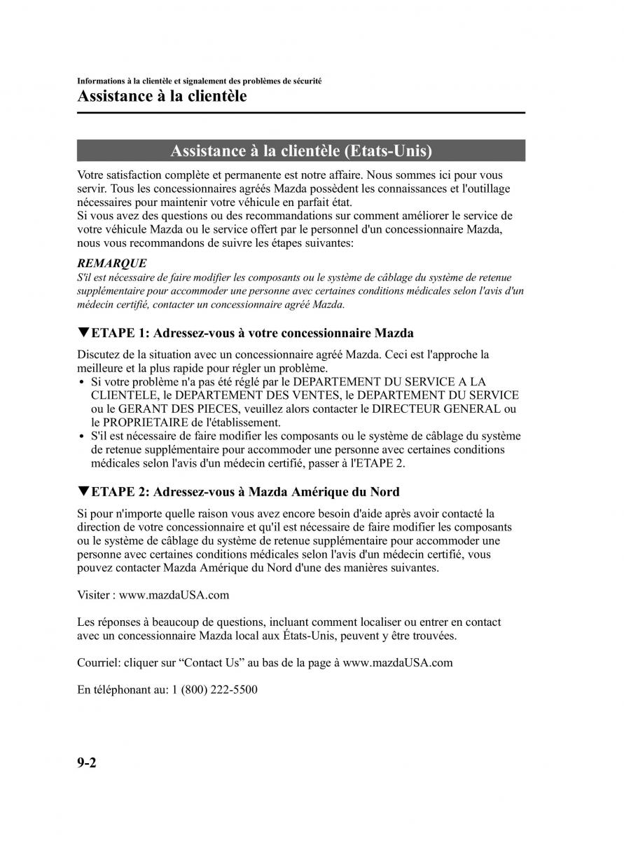 Mazda CX 9 owners manual manuel du proprietaire / page 478