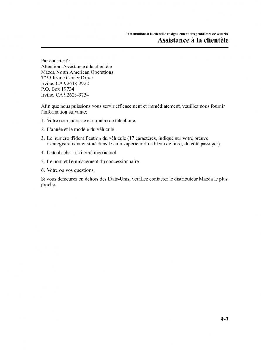 Mazda CX 9 owners manual manuel du proprietaire / page 479