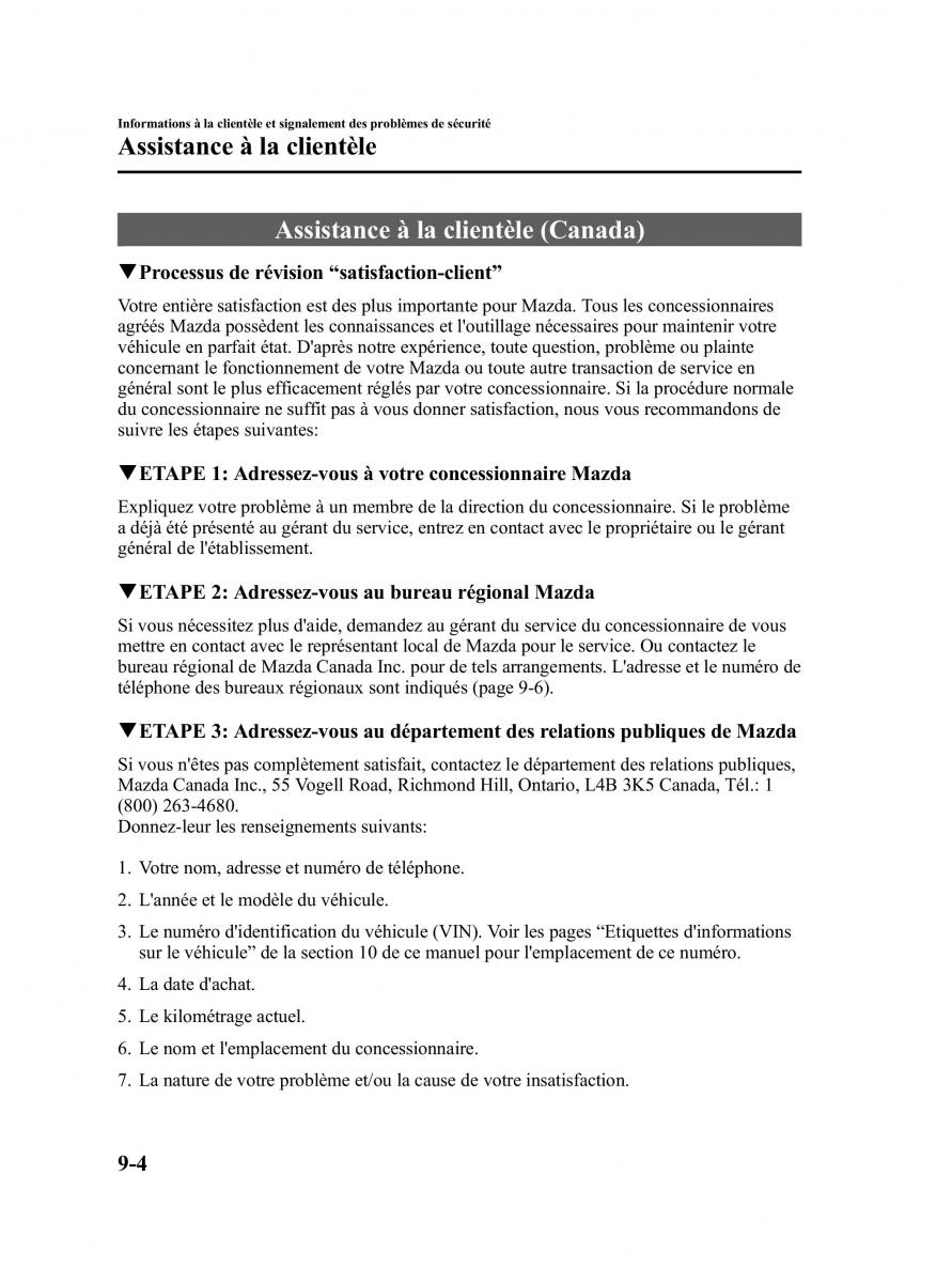 Mazda CX 9 owners manual manuel du proprietaire / page 480