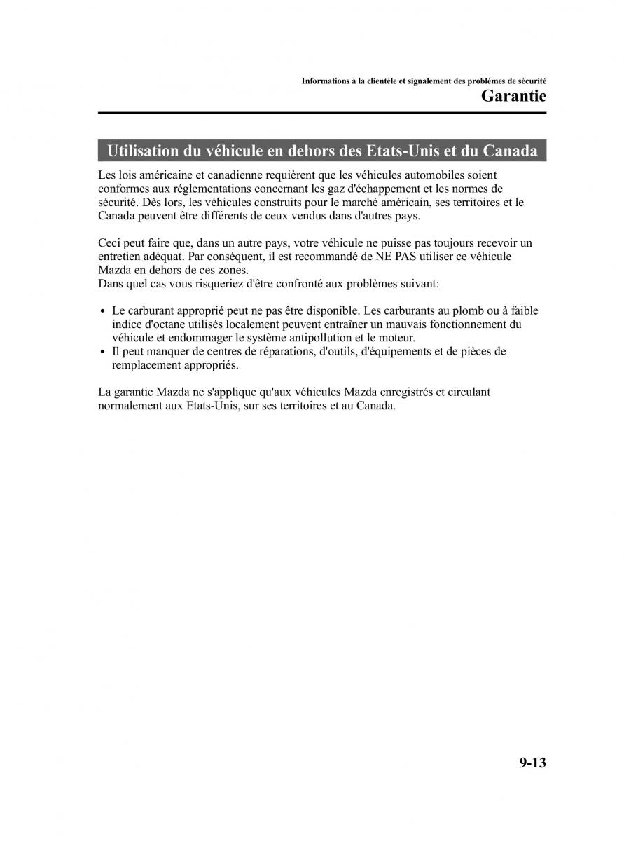 Mazda CX 9 owners manual manuel du proprietaire / page 489