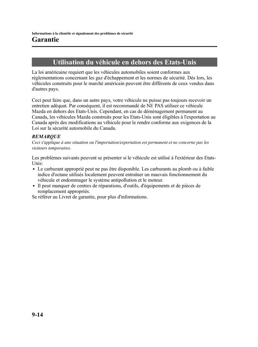 Mazda CX 9 owners manual manuel du proprietaire / page 490